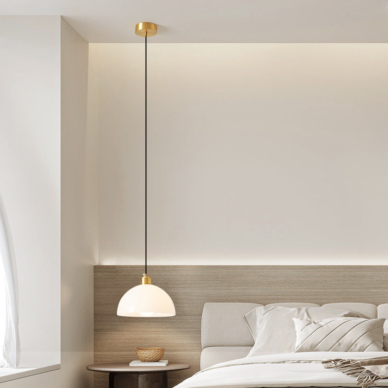 Moderne minimalistische Kuppel Kupfer Glas 1-Licht Pendelleuchte für Wohnzimmer 