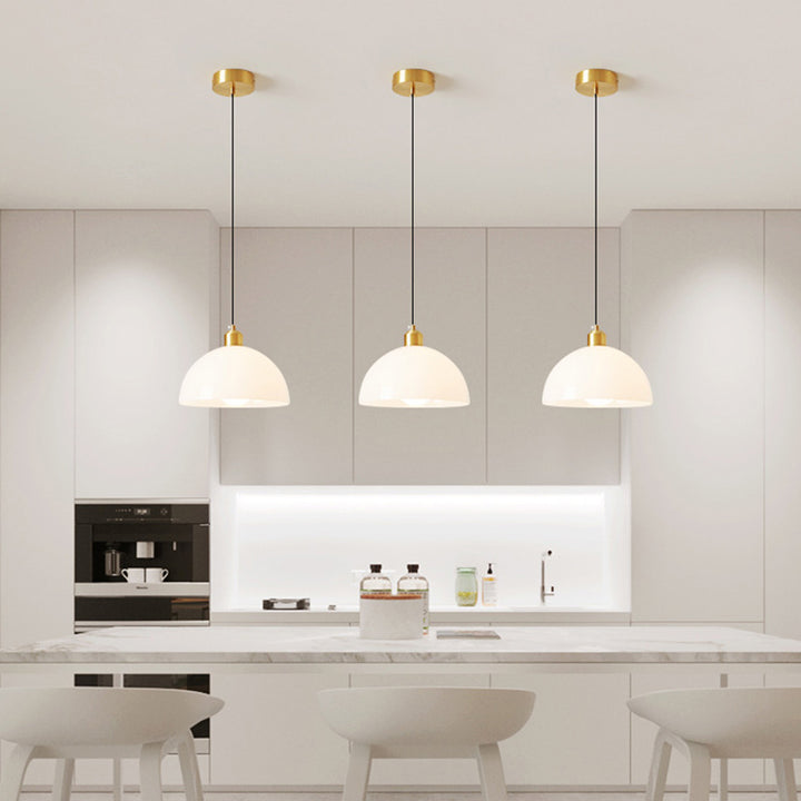 Moderne minimalistische Kuppel Kupfer Glas 1-Licht Pendelleuchte für Wohnzimmer 