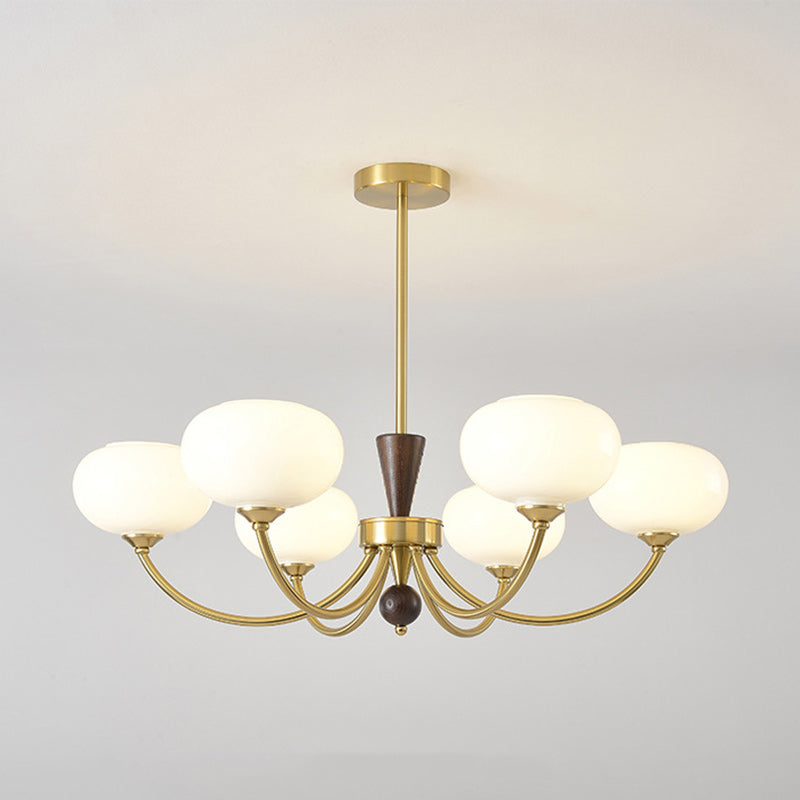 Chandelier contemporain de luxe en bois ovale, fer et verre à 6/8 lumières pour salon 