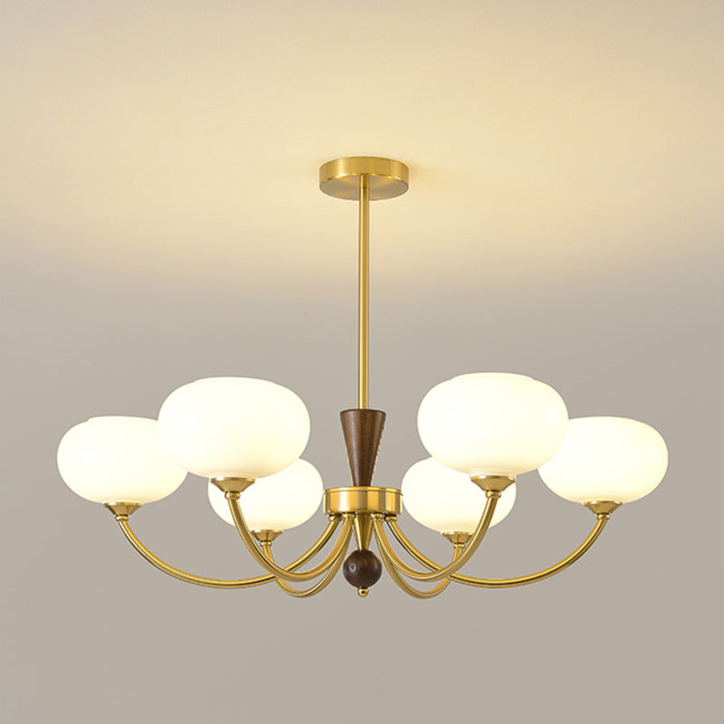 Chandelier contemporain de luxe en bois ovale, fer et verre à 6/8 lumières pour salon 