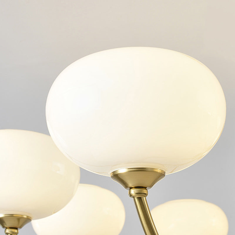 Chandelier contemporain de luxe en bois ovale, fer et verre à 6/8 lumières pour salon 