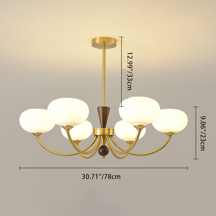 Chandelier contemporain de luxe en bois ovale, fer et verre à 6/8 lumières pour salon 