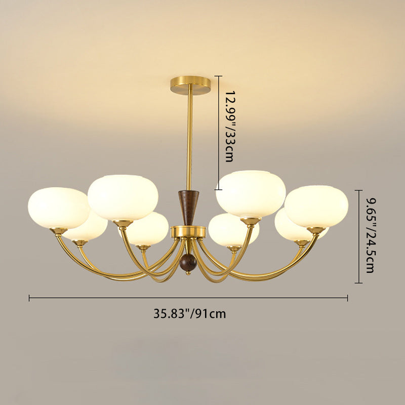 Chandelier contemporain de luxe en bois ovale, fer et verre à 6/8 lumières pour salon 