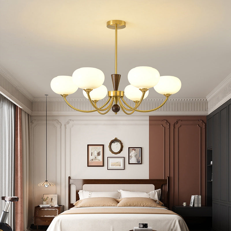 Chandelier contemporain de luxe en bois ovale, fer et verre à 6/8 lumières pour salon 
