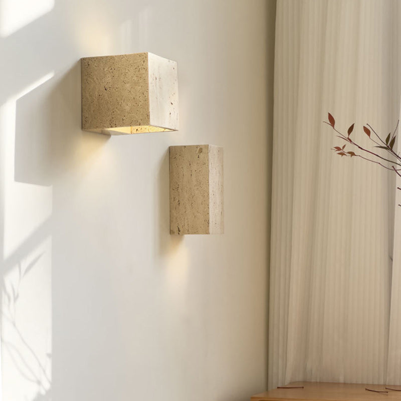 Traditionelle japanische rechteckige LED-Wandleuchte aus Stein für das Wohnzimmer 