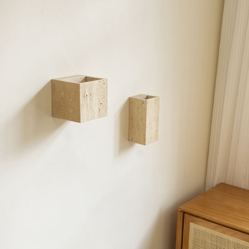 Traditionelle japanische rechteckige LED-Wandleuchte aus Stein für das Wohnzimmer 
