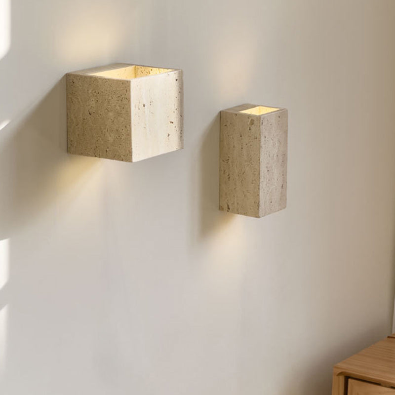 Traditionelle japanische rechteckige LED-Wandleuchte aus Stein für das Wohnzimmer 