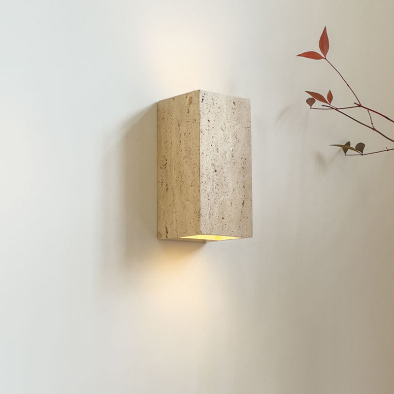 Traditionelle japanische rechteckige LED-Wandleuchte aus Stein für das Wohnzimmer 