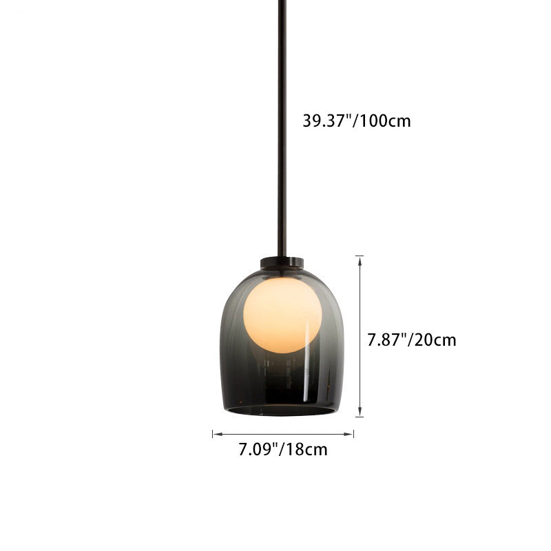 Lustre suspendu ovale en fer et verre contemporain scandinave à 1 lumière pour salon 