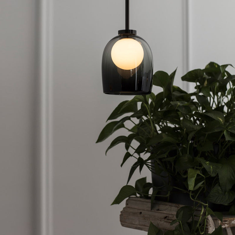 Contemporary Scandinavian Oval Iron Glass 1-Light Pendant Light For Living Room