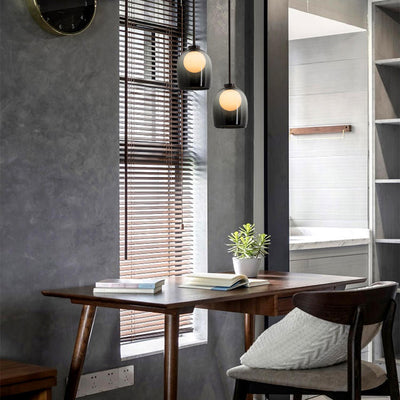 Contemporary Scandinavian Oval Iron Glass 1-Light Pendant Light For Living Room