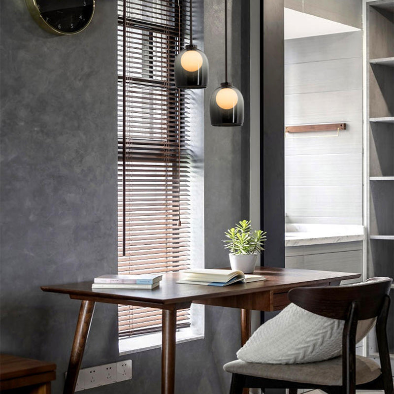 Contemporary Scandinavian Oval Iron Glass 1-Light Pendant Light For Living Room