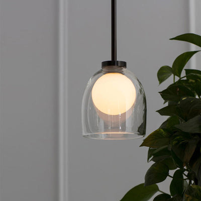 Contemporary Scandinavian Oval Iron Glass 1-Light Pendant Light For Living Room