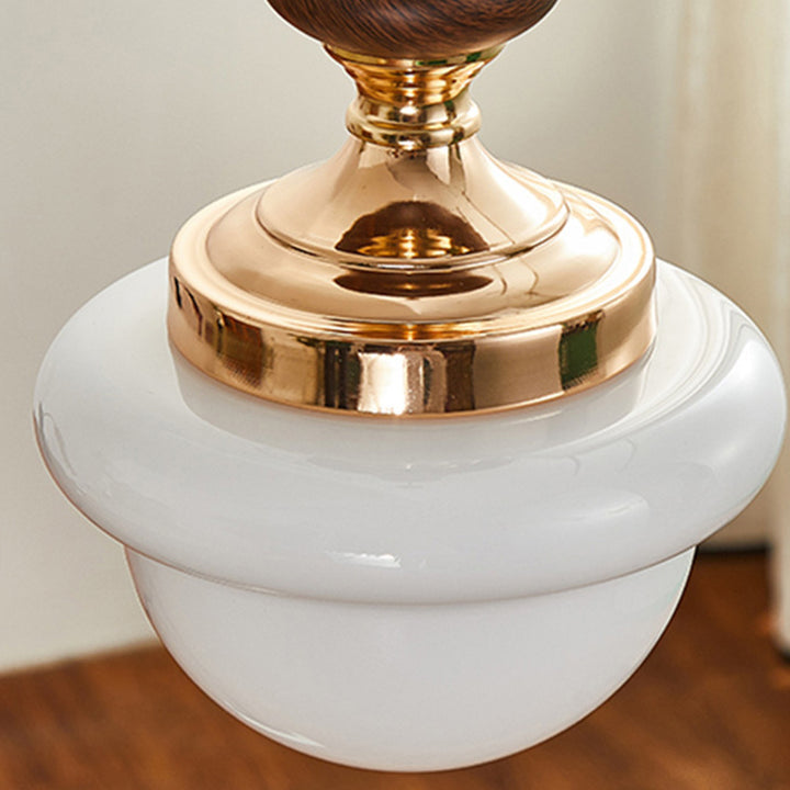 Traditionelle französische ovale Eisen-Holz-Glas 1-Licht-Pendelleuchte für das Wohnzimmer 