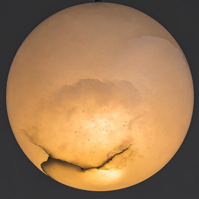 Globe nordique contemporain en cuivre et pierre, suspension à 1 lumière pour salon 