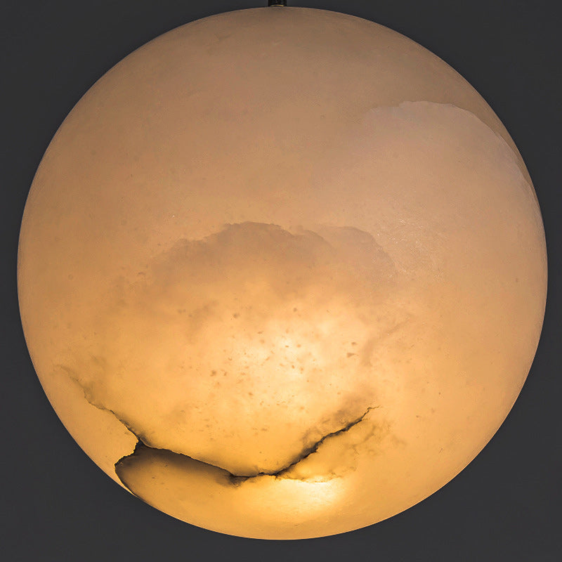 Globe nordique contemporain en cuivre et pierre, suspension à 1 lumière pour salon 