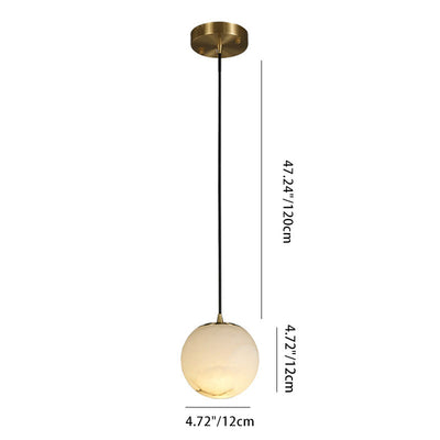 Globe nordique contemporain en cuivre et pierre, suspension à 1 lumière pour salon 