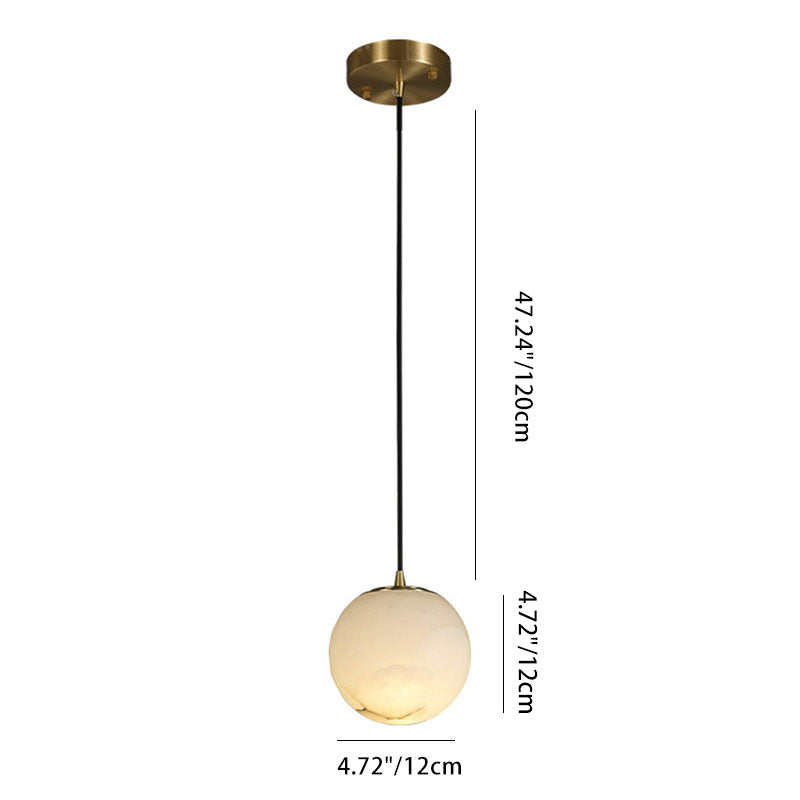 Globe nordique contemporain en cuivre et pierre, suspension à 1 lumière pour salon 