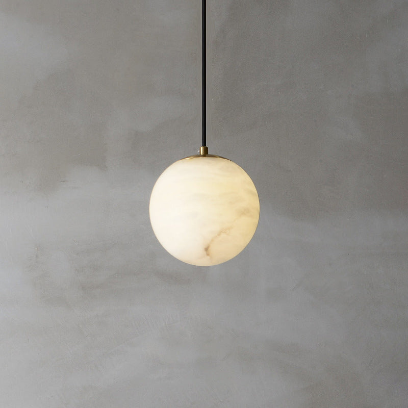 Globe nordique contemporain en cuivre et pierre, suspension à 1 lumière pour salon 