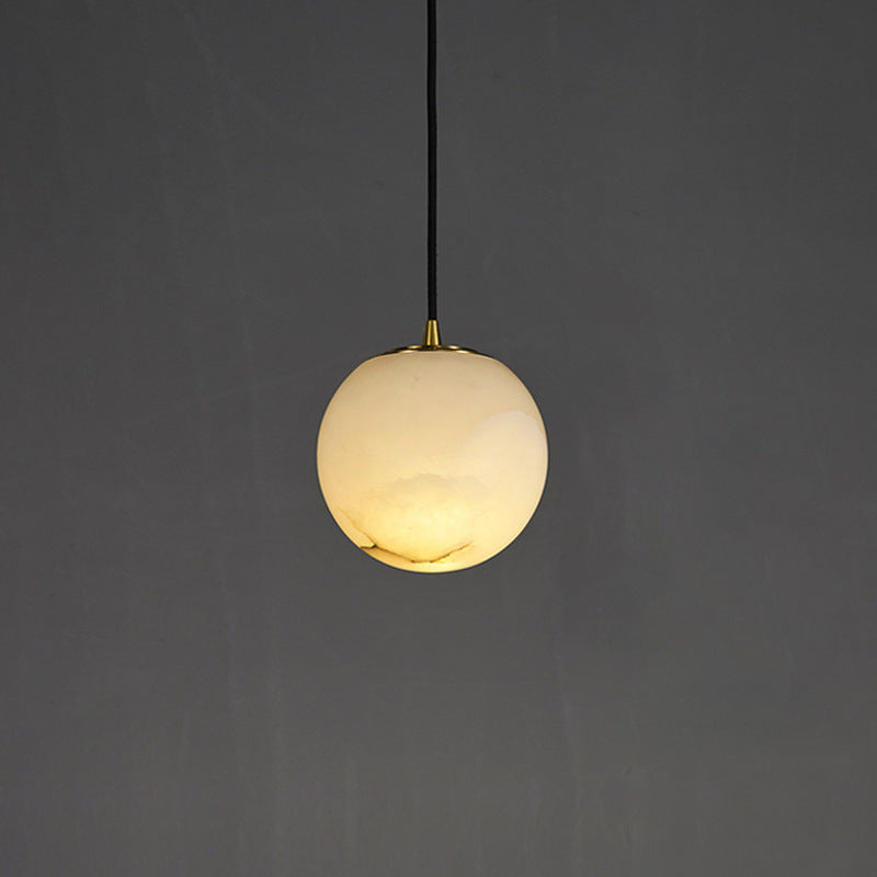 Globe nordique contemporain en cuivre et pierre, suspension à 1 lumière pour salon 