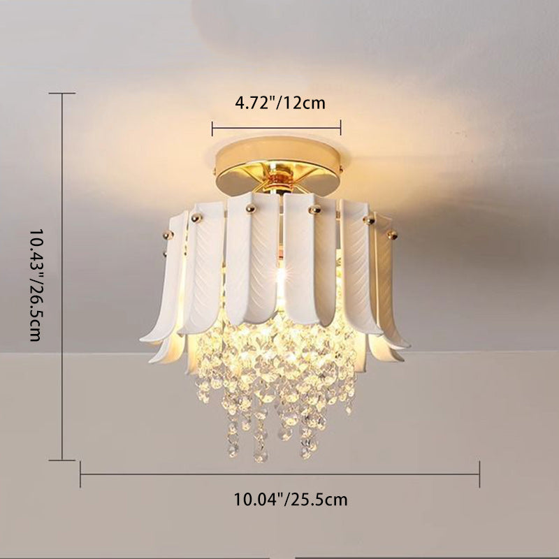 Luz de techo semi empotrada de 1 luz de cristal cerámico de hierro vintage tradicional en forma de lágrima para sala de estar 