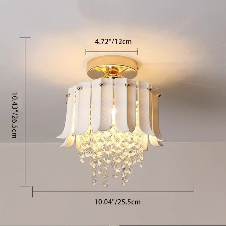 Luz de techo semi empotrada de 1 luz de cristal cerámico de hierro vintage tradicional en forma de lágrima para sala de estar 