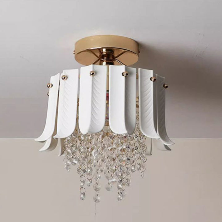 Luz de techo semi empotrada de 1 luz de cristal cerámico de hierro vintage tradicional en forma de lágrima para sala de estar 