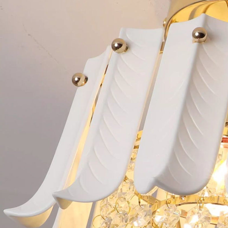 Luz de techo semi empotrada de 1 luz de cristal cerámico de hierro vintage tradicional en forma de lágrima para sala de estar 