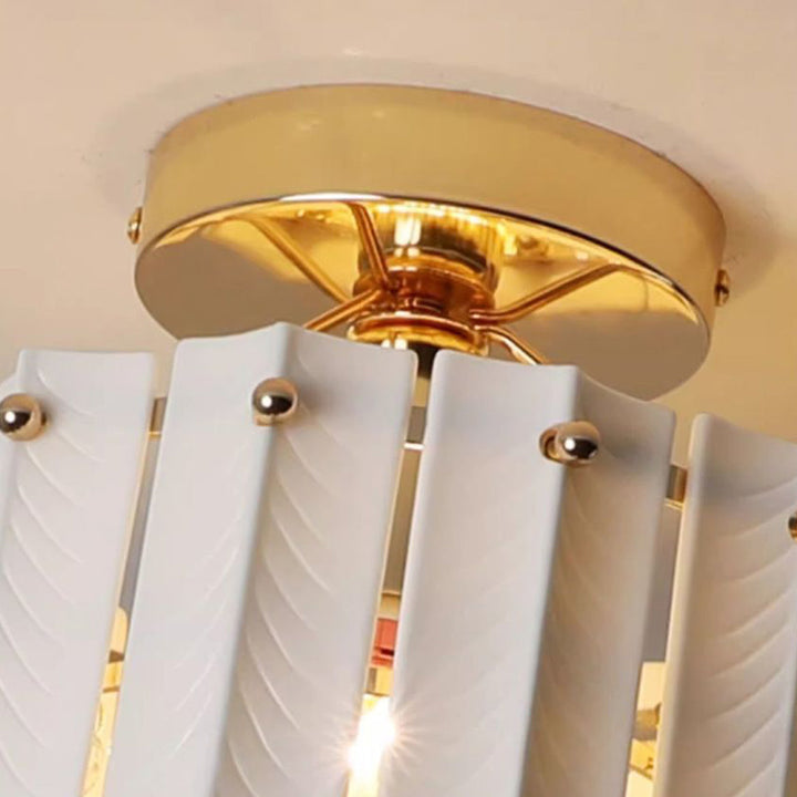 Luz de techo semi empotrada de 1 luz de cristal cerámico de hierro vintage tradicional en forma de lágrima para sala de estar 