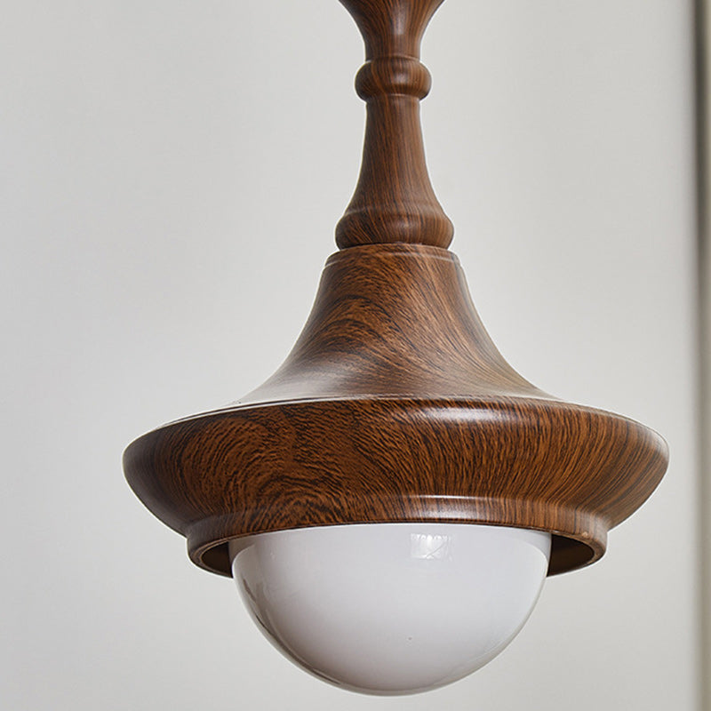 Traditional Japanese Globe Iron Glass 1-Light Pendant Light For Living Room