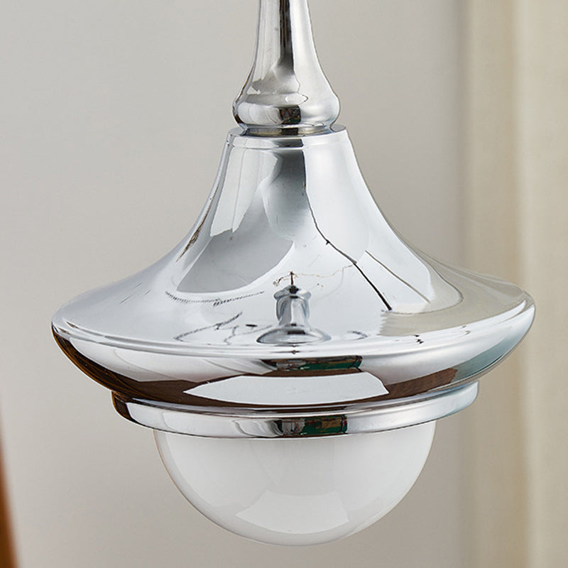 Traditional Japanese Globe Iron Glass 1-Light Pendant Light For Living Room
