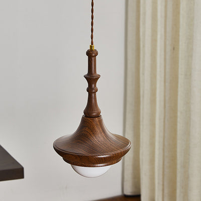 Traditional Japanese Globe Iron Glass 1-Light Pendant Light For Living Room