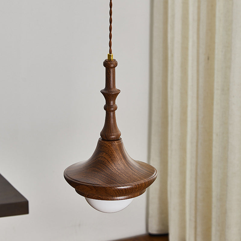 Traditional Japanese Globe Iron Glass 1-Light Pendant Light For Living Room
