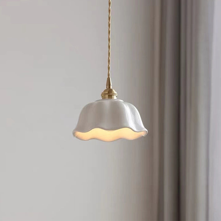 Zeitgenössische Nordische Kuppel Kupfer Keramik 1-Licht Pendelleuchte Für Wohnzimmer 