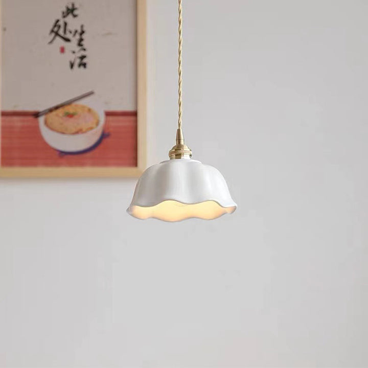 Zeitgenössische Nordische Kuppel Kupfer Keramik 1-Licht Pendelleuchte Für Wohnzimmer 