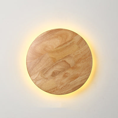 Contemporary Nordic Round Iron Wood LED Wall Sconce Lamp For Living Room