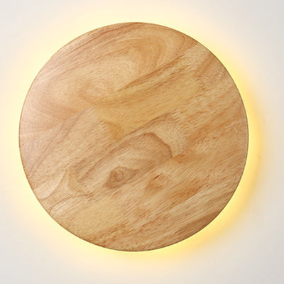 Contemporary Nordic Round Iron Wood LED Wall Sconce Lamp For Living Room