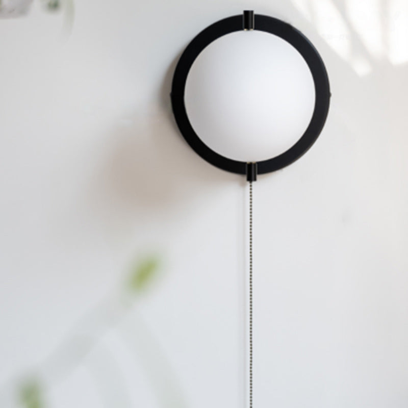 Lámpara de Aplique de Pared de 1 Luz de Vidrio y Hierro Escandinava Contemporánea para Sala de Estar 