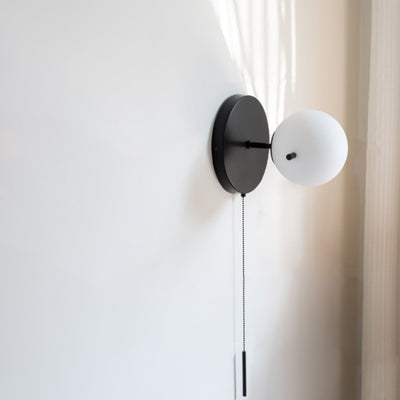 Lámpara de Aplique de Pared de 1 Luz de Vidrio y Hierro Escandinava Contemporánea para Sala de Estar 