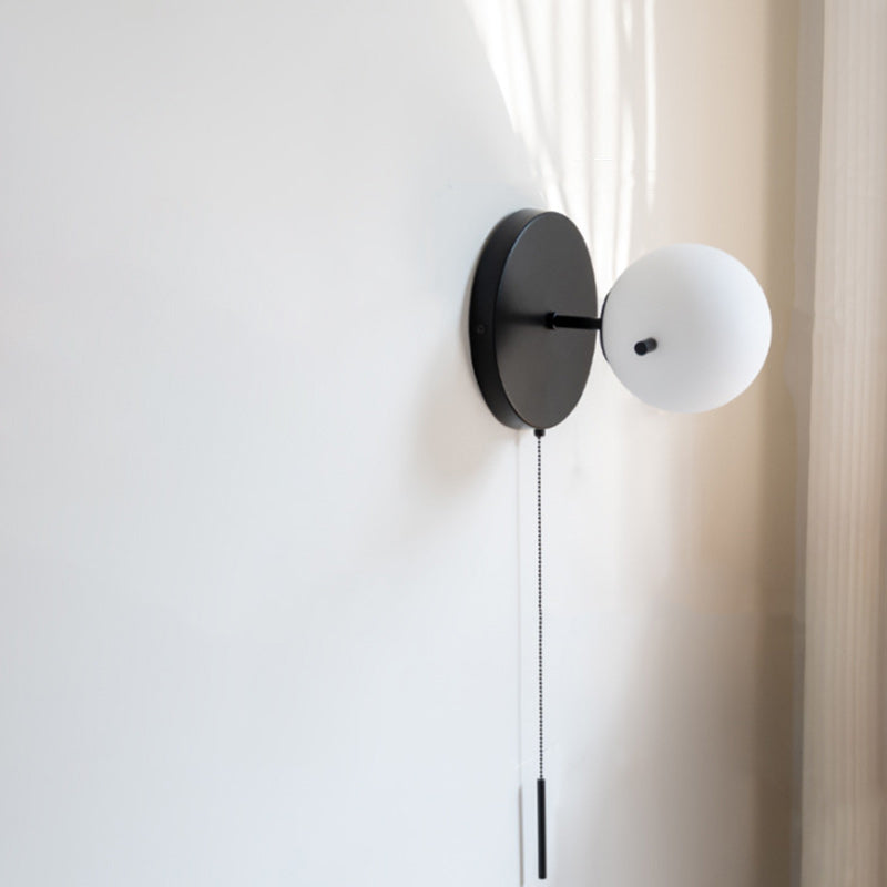 Lámpara de Aplique de Pared de 1 Luz de Vidrio y Hierro Escandinava Contemporánea para Sala de Estar 