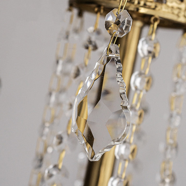 Chandelier traditionnel en fer forgé avec cristaux à 4 lumières pour salon 