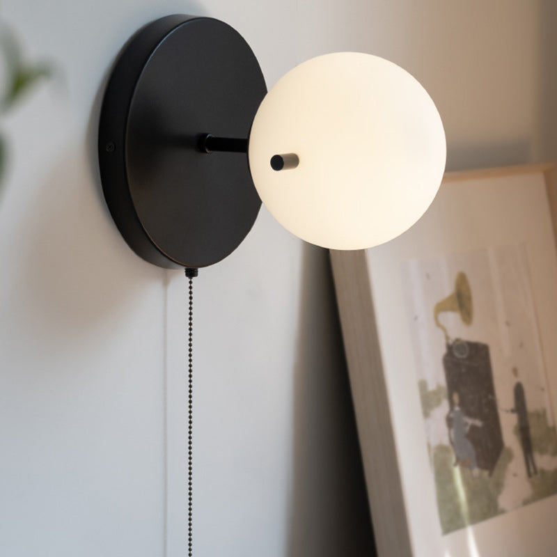 Lámpara de Aplique de Pared de 1 Luz de Vidrio y Hierro Escandinava Contemporánea para Sala de Estar 