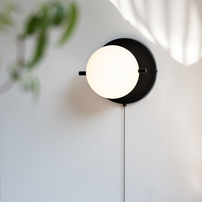 Lámpara de Aplique de Pared de 1 Luz de Vidrio y Hierro Escandinava Contemporánea para Sala de Estar 