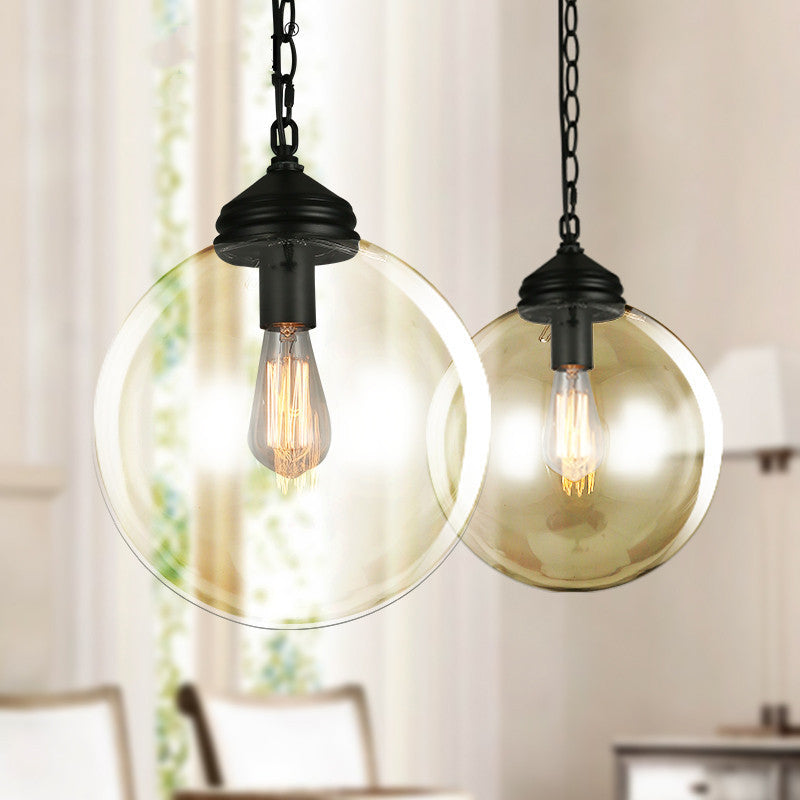 Lámpara colgante de 1 luz de hierro y vidrio minimalista moderna para sala de estar 