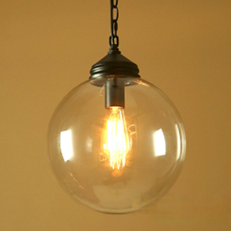 Lámpara colgante de 1 luz de hierro y vidrio minimalista moderna para sala de estar 