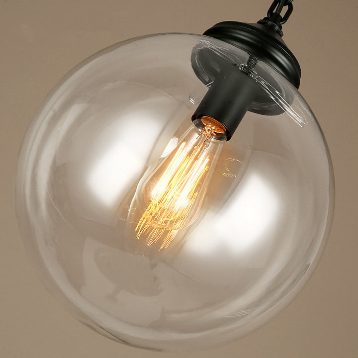 Lámpara colgante de 1 luz de hierro y vidrio minimalista moderna para sala de estar 