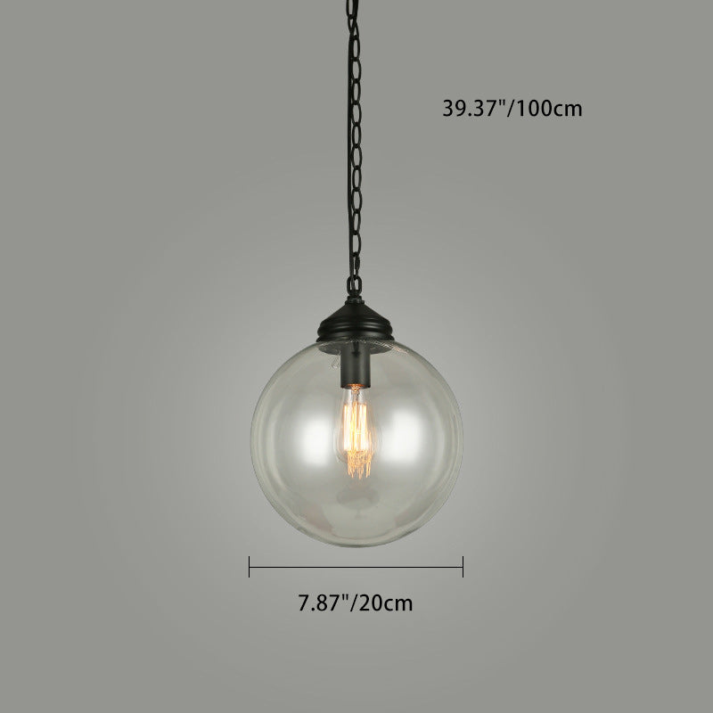Lámpara colgante de 1 luz de hierro y vidrio minimalista moderna para sala de estar 