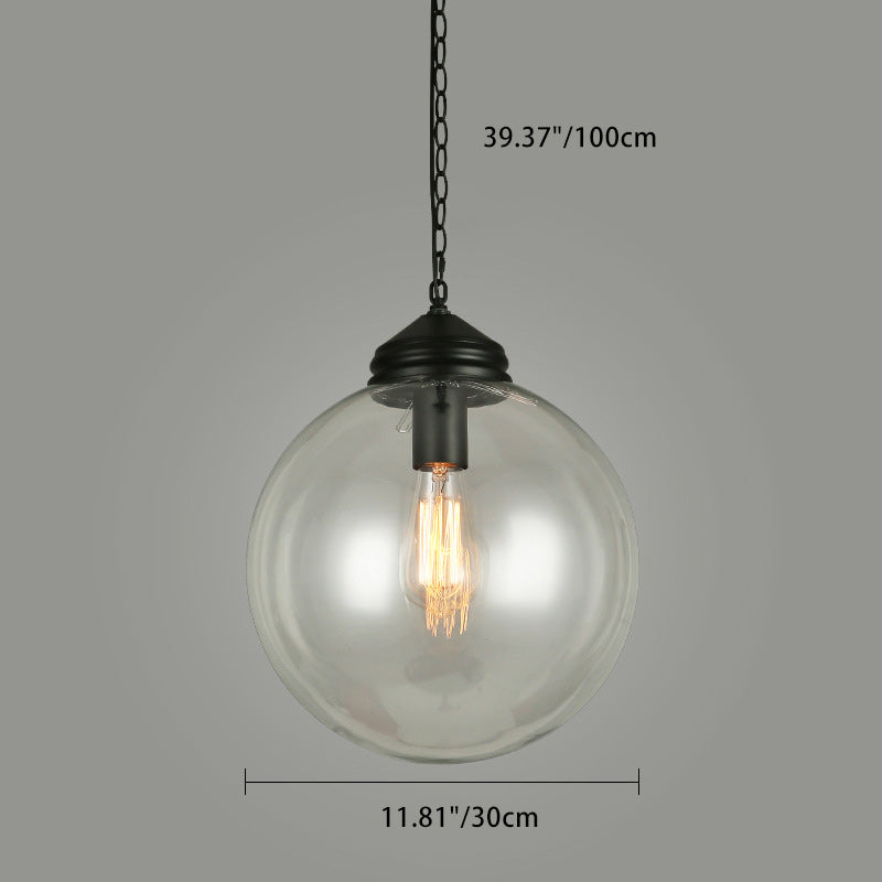 Lámpara colgante de 1 luz de hierro y vidrio minimalista moderna para sala de estar 