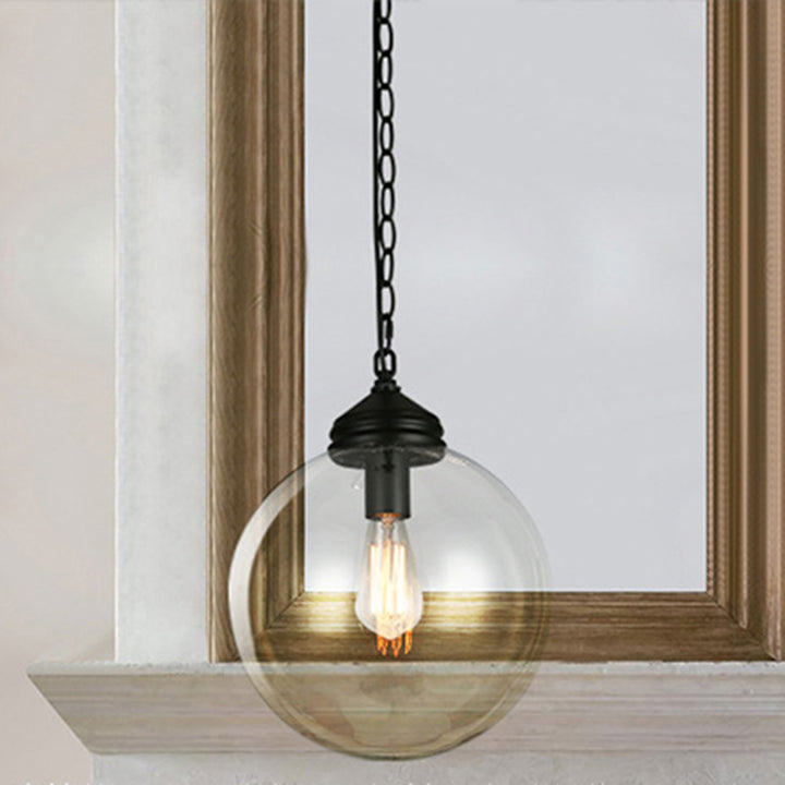Lámpara colgante de 1 luz de hierro y vidrio minimalista moderna para sala de estar 