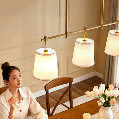 Lustre Contemporain Nordique en Tissu Cuivre à 3 Lumières pour Salle à Manger 